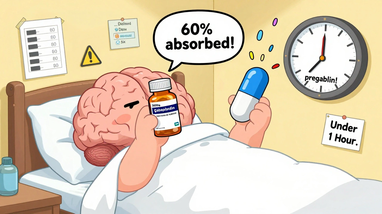 Patient au lit avec des bouteilles de médicaments et des indicateurs de vitesse et d&#039;absorption.