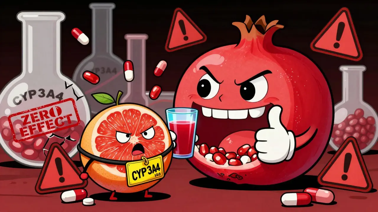 Jus de grenade et médicaments : les interactions avec les enzymes CYP ne sont pas comme celles du pamplemousse