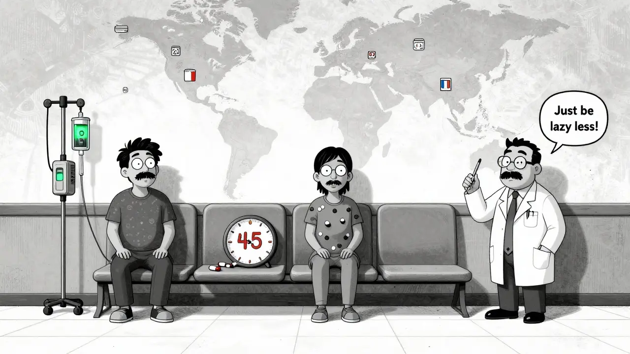 Trois patients isolés dans un système médical défaillant : un avec une pompe IV, un en attente d'autorisation, un rejeté par un médecin.