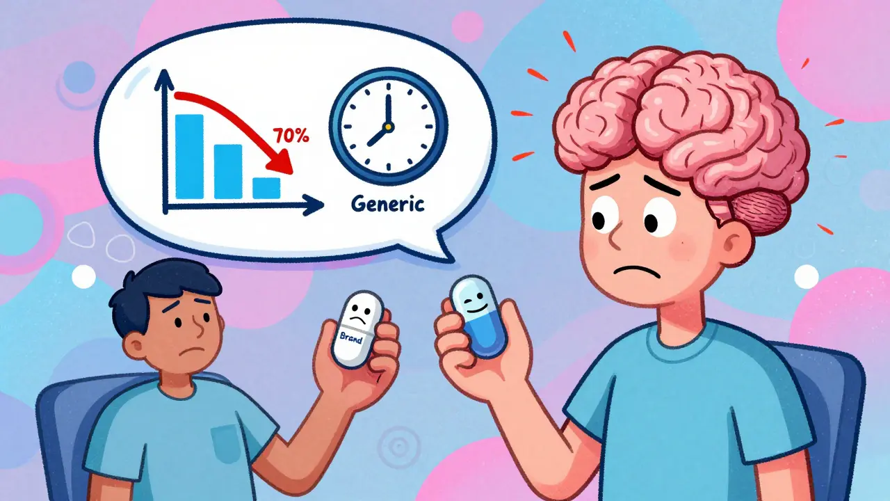 Un patient hésite entre deux pilules identiques, son cerveau affiche une chute des hospitalisations.