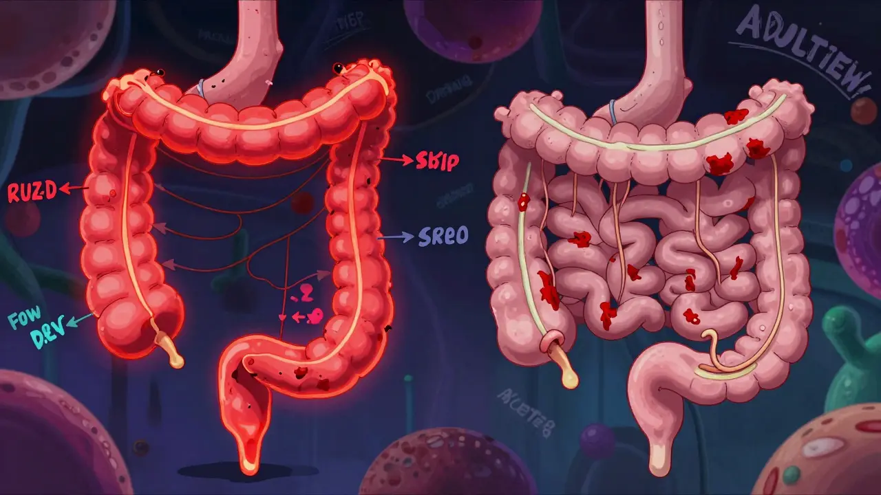 Maladie inflammatoire de l'intestin : Crohn contre colite ulcéreuse