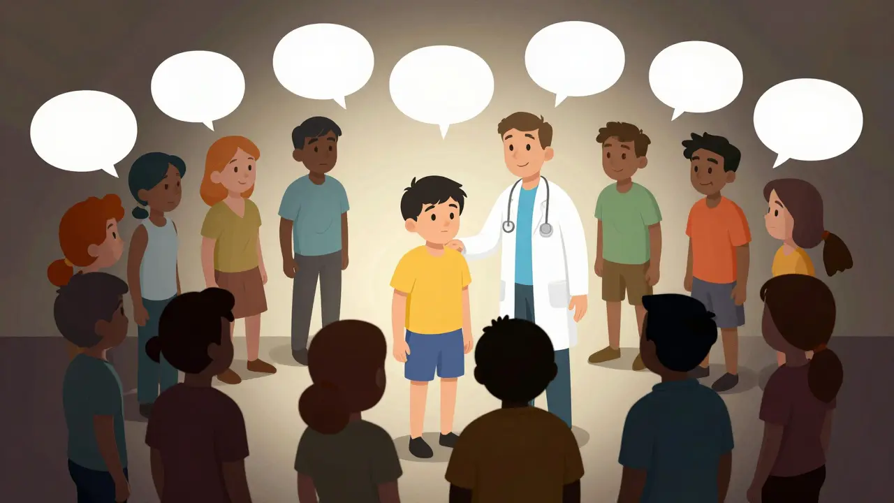 Cercle de soutien autour patient avec professionnel médical