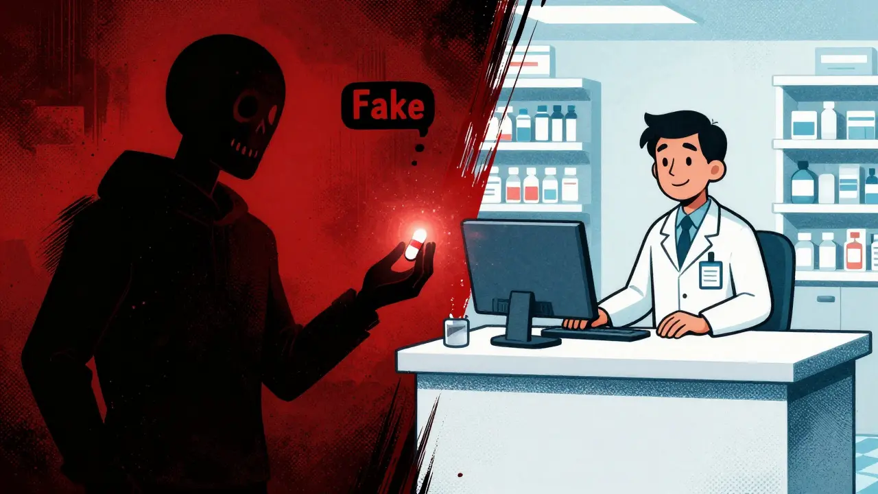 Comparaison entre pharmacie sûre et vendeur douteux