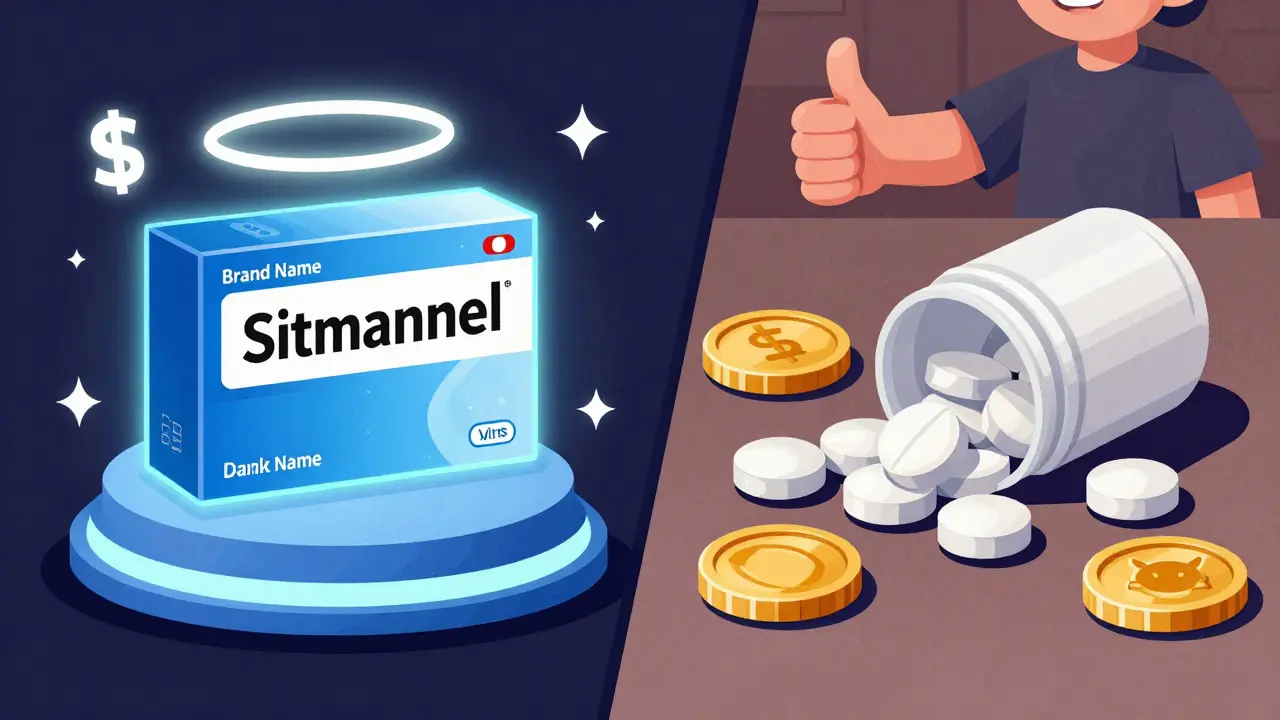 Comparaison humoristique entre médicament de marque et générique