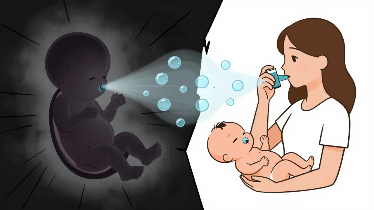 Comparaison visuelle : asthme non contrôlé dangereux vs traitement sûr