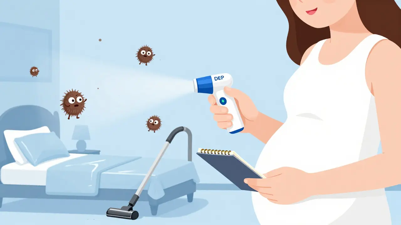 Surveillance de l'asthme et nettoyage anti-allergènes chez la femme enceinte