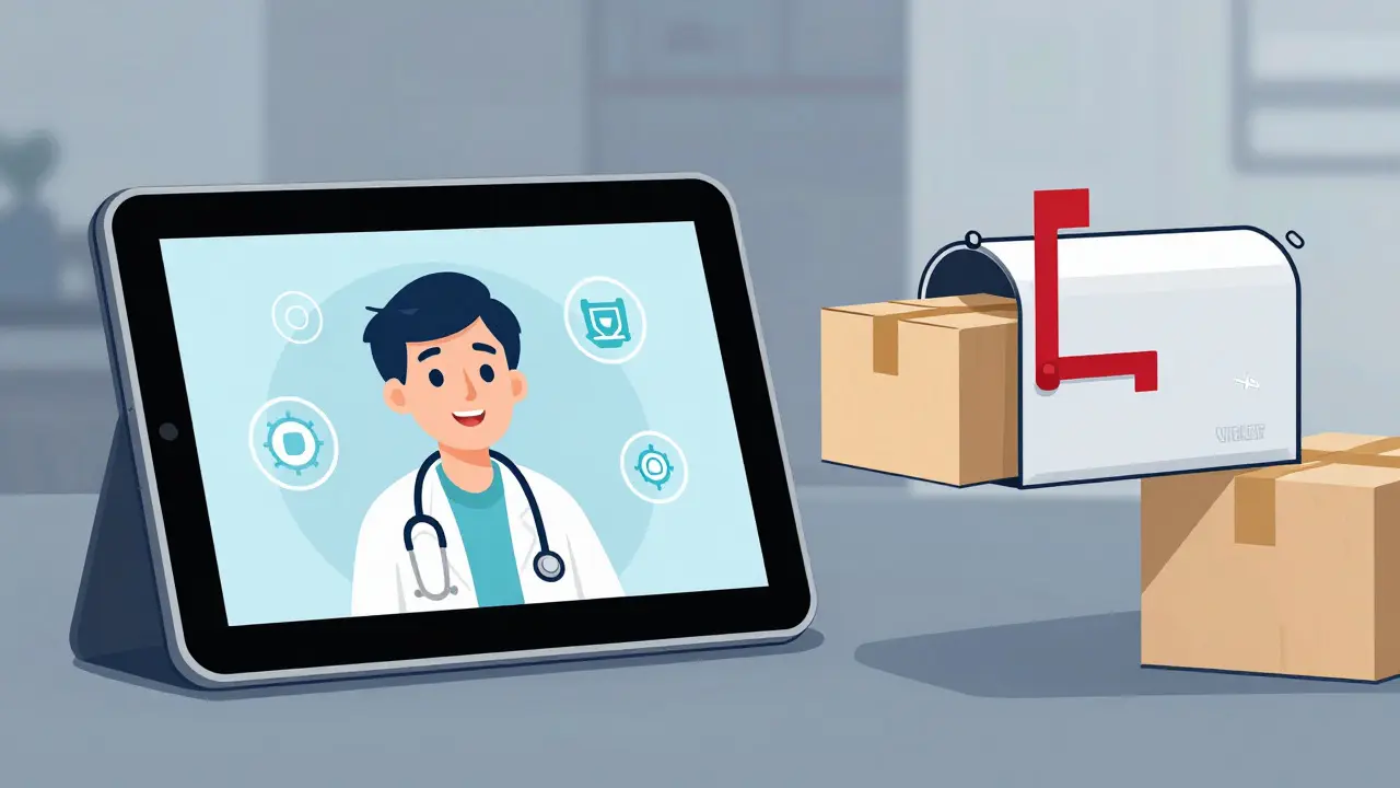 Consultation en ligne et livraison de médicaments illustrées